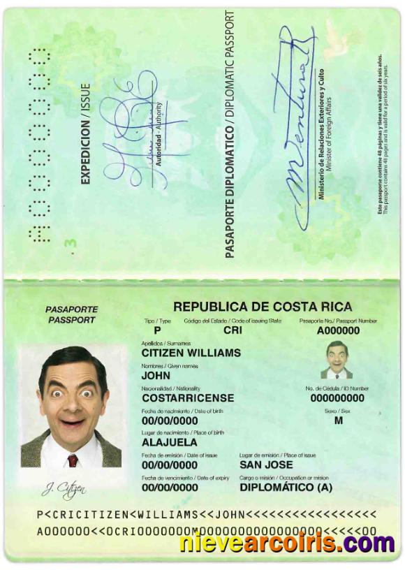 Costa Rica diplomatic passport